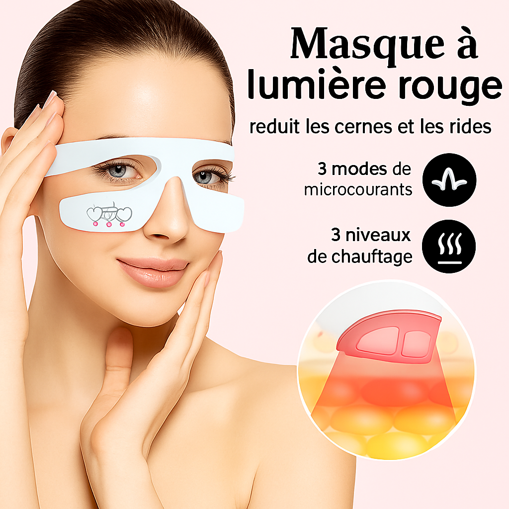Masque oculaire à lumière rouge - anti-rides & anti-cernes microcourants 3D
