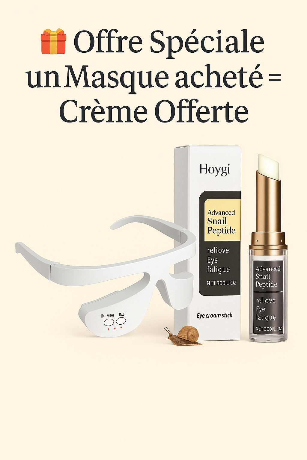 Masque oculaire lumière rouge – anti-rides & anti-cernes microcourants 3D + crème contour des yeux offert