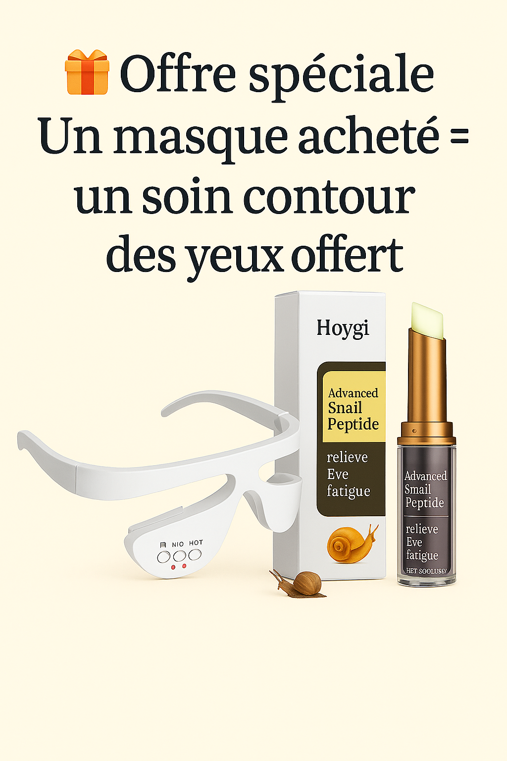 Masque oculaire à lumière rouge - anti-rides & anti-cernes microcourants 3D