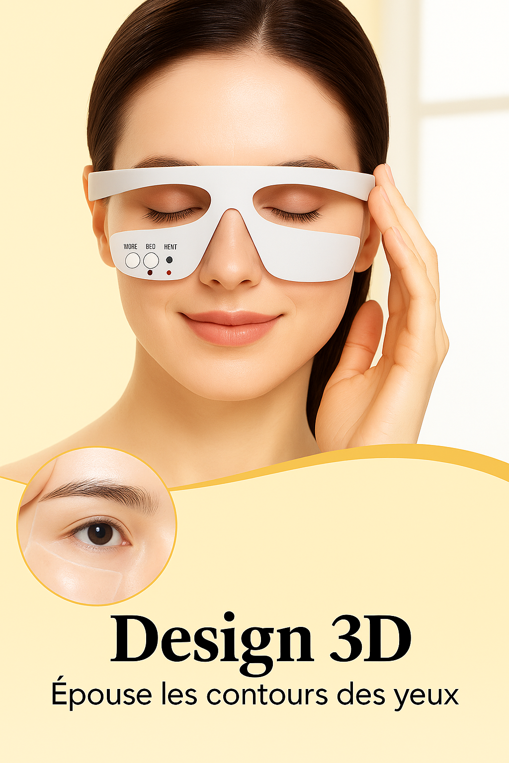 Masque oculaire à lumière rouge - anti-rides & anti-cernes microcourants 3D