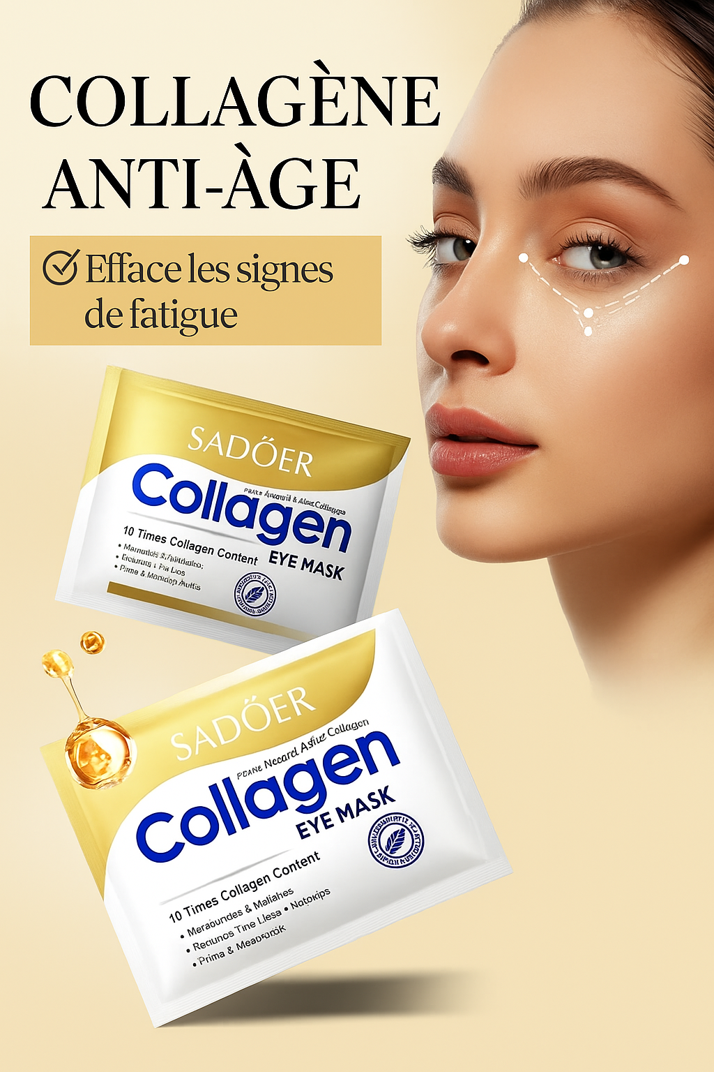 Patch contour des Yeux au Collagène – Anti-Cernes, Anti-Poches & Hydratant