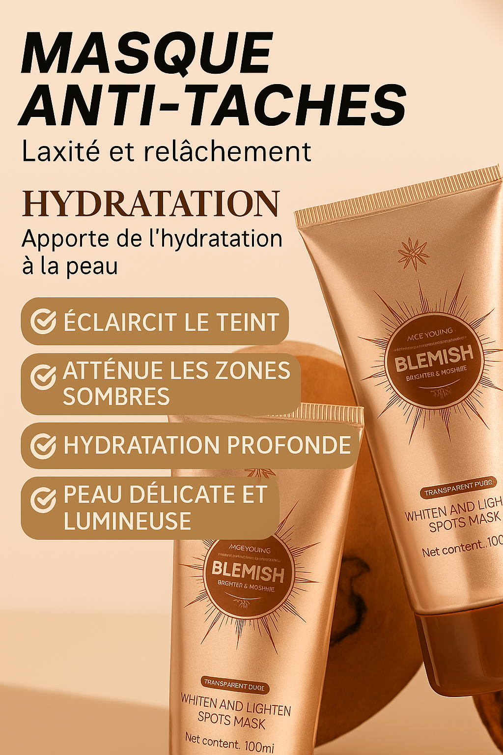 Masque Éclaircissant, Anti-Taches & Hydratant