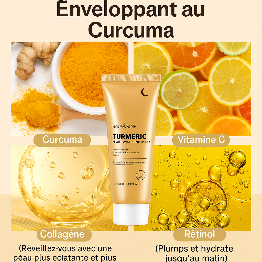 Masque de Nuit au Curcuma – Hydratant & Régénérant au Collagène