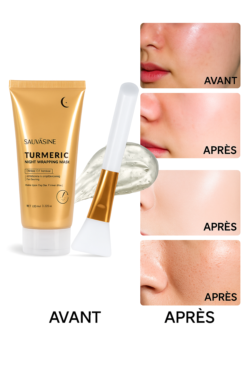 Masque de Nuit au Curcuma – Hydratant & Régénérant au Collagène