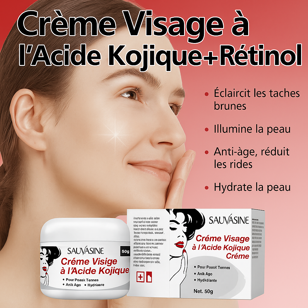 Soin Éclaircissant à l’Acide Kojique – Crème Visage Hydratante & Anti-Taches