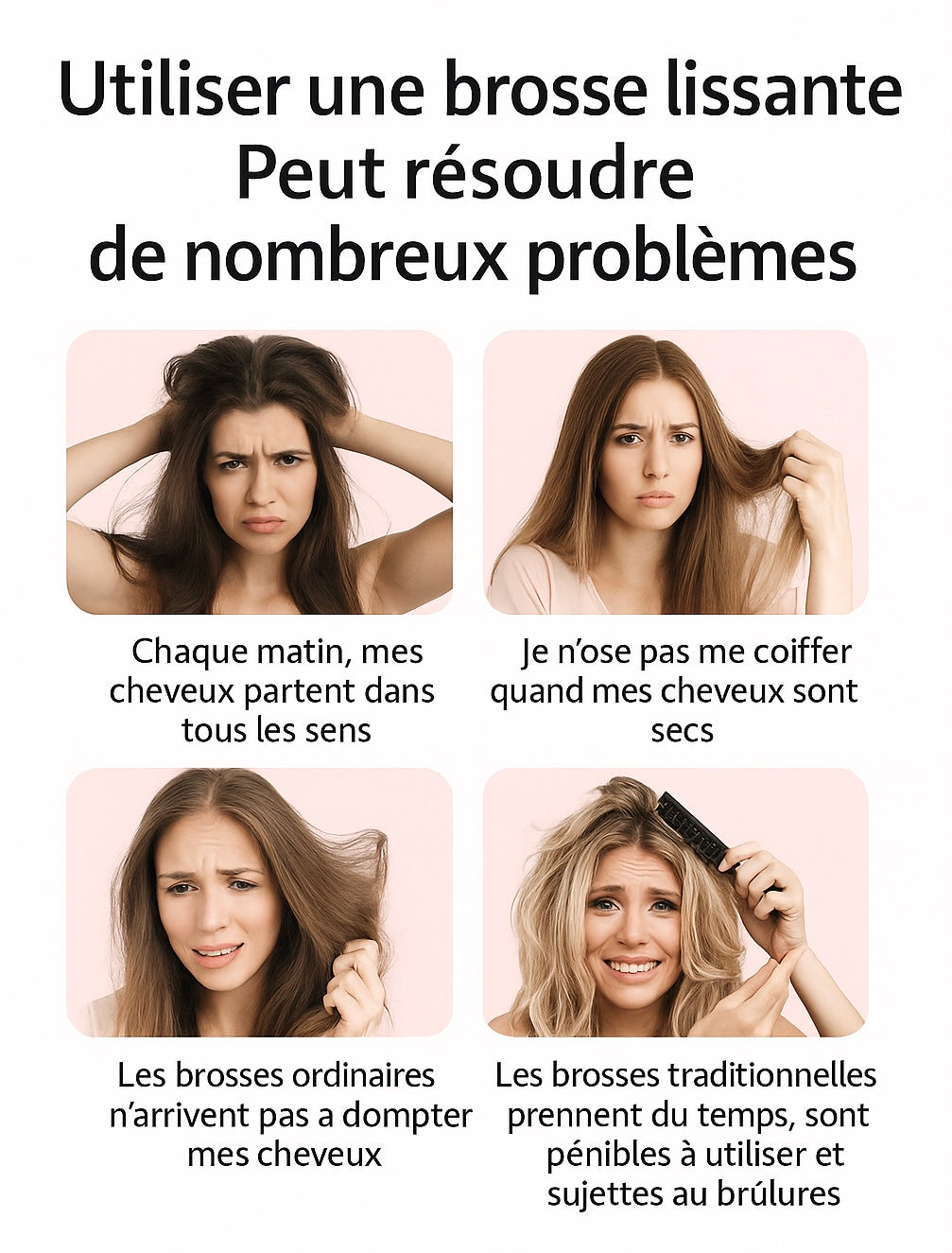 Brosse Lissante Chauffante Sans Fil – Céramique & Ions Négatifs