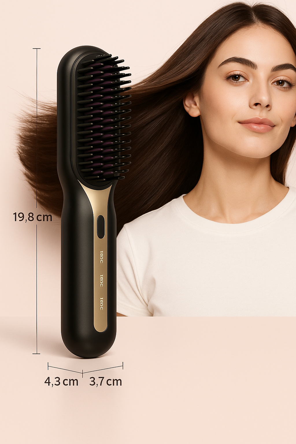 Brosse Lissante Chauffante Sans Fil – Céramique & Ions Négatifs