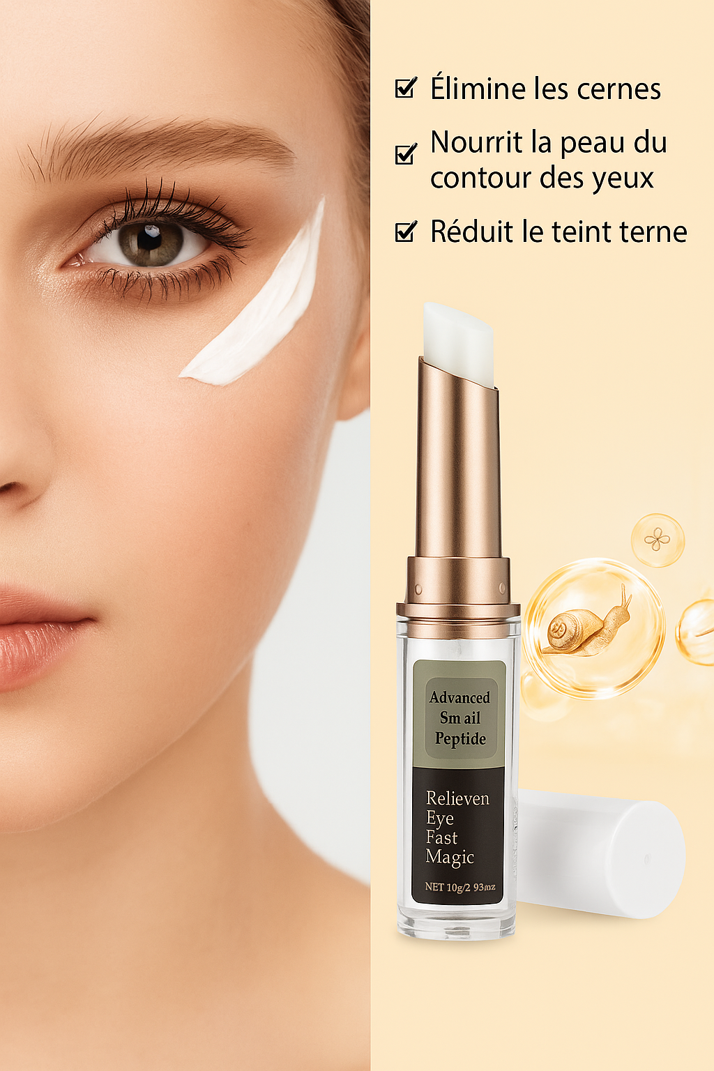 Stick Contour des Yeux au Collagène Peptide d’Escargot – Anti-Cernes, Anti-Poches, Fermeté & Hydratation Intense