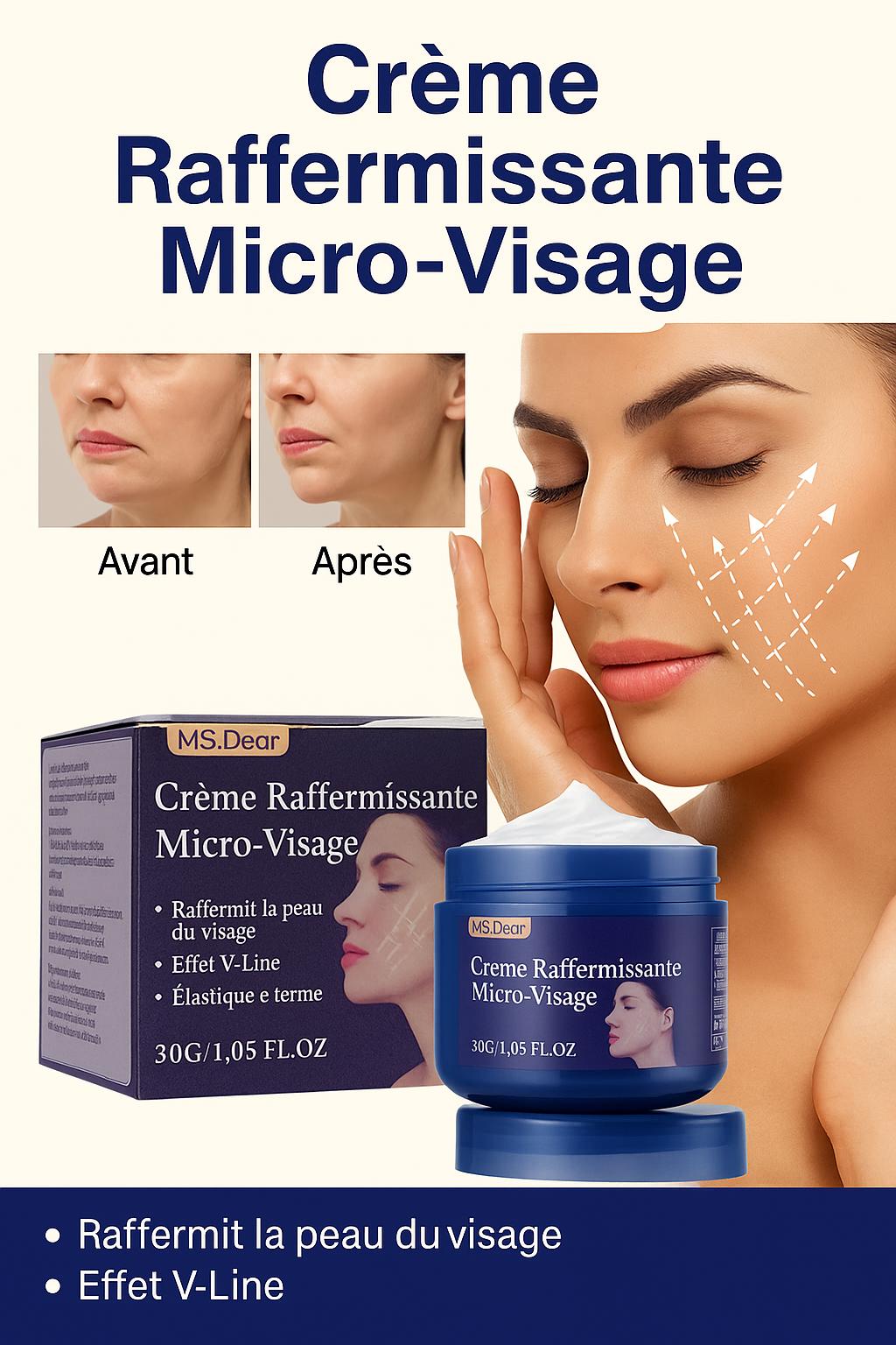 Crème Raffermissante Visage – Effet V-Line & Anti-Relâchement