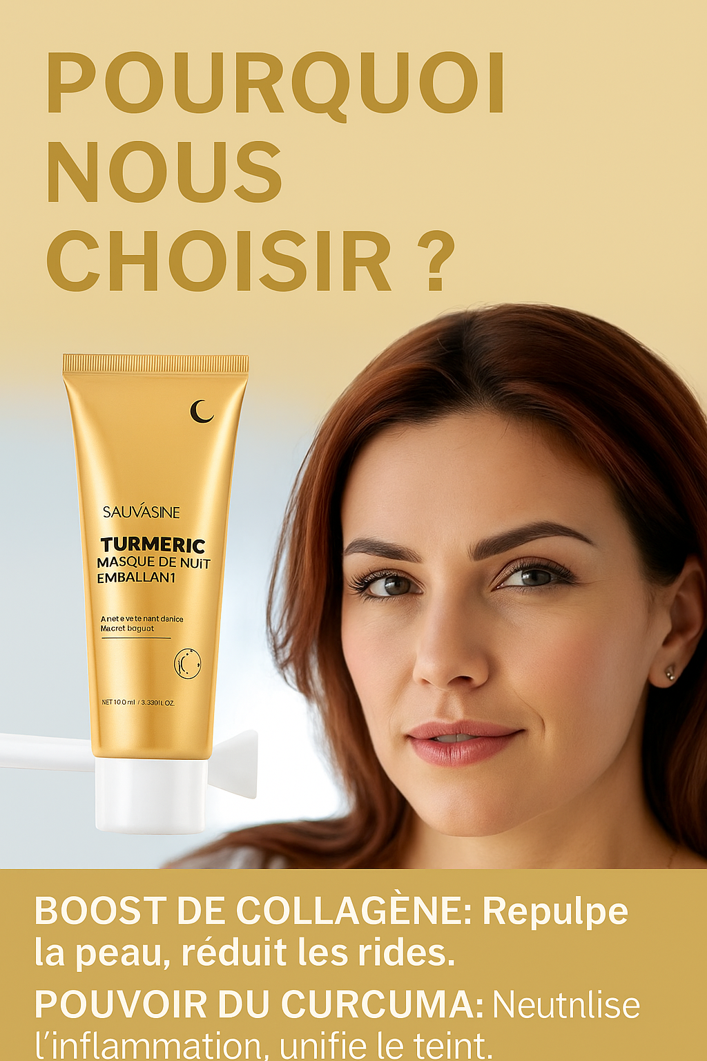 Masque de Nuit au Curcuma – Hydratant & Régénérant au Collagène