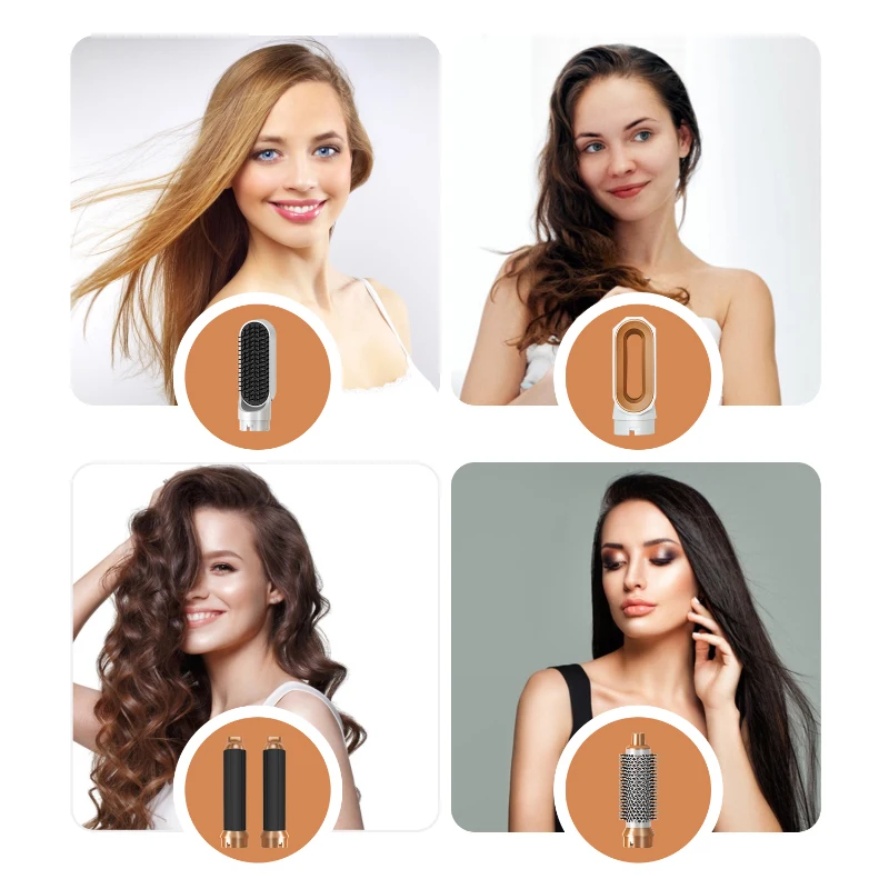Sèche-Cheveux Brosse Chauffante 5 en 1 Professionnel – Lisseur, Boucleur & Multifonctions